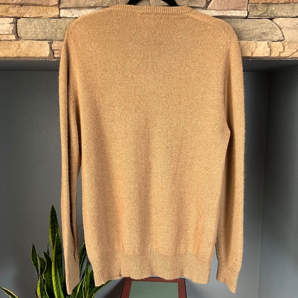 VTG 80s Camelhair Indie Academia V-Neck Sweater Minimalist Luxury Tan Men’s L - Picture 5 of 6